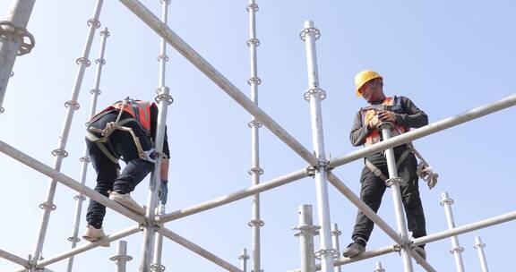 建筑工人城市建设工地施工