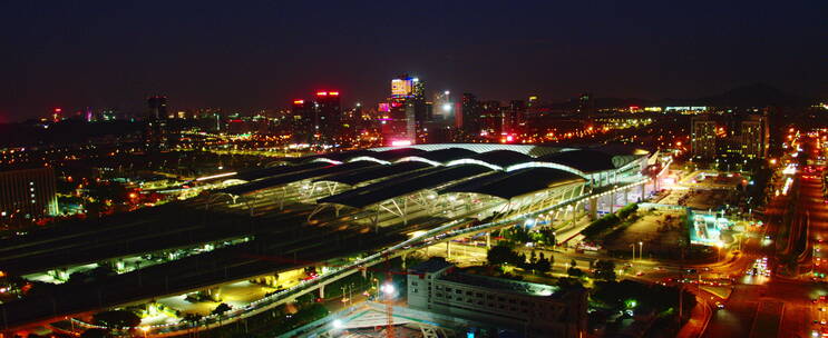 4K城市航拍广州南站日夜景