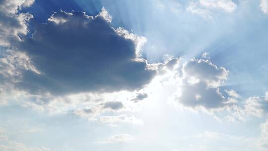天空云层阳光穿透云朵太阳光芒丁达尔耶稣光视频素材模板下载