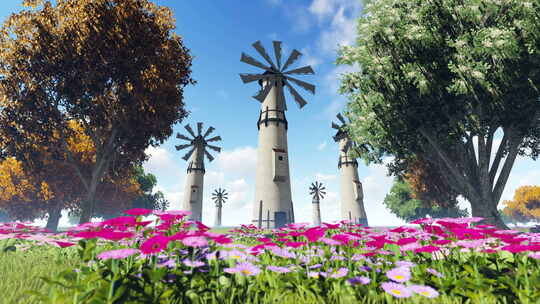 风车和鲜花
