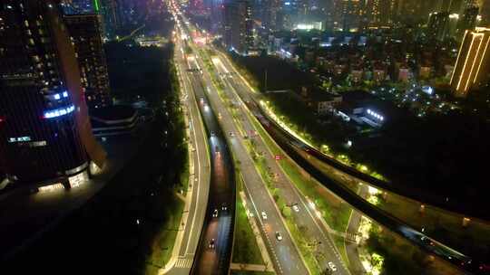 杭州滨江区江南大道立交桥高架桥夜晚夜景