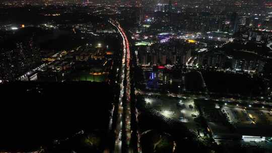 东莞市莞长路夜景航拍视频素材模板下载