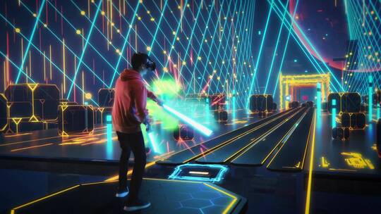 VR虚拟互动击打游戏视频素材模板下载