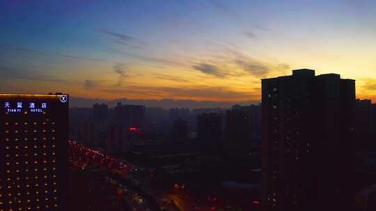 城市建筑都市日出日落朝阳晚霞夕阳黄昏