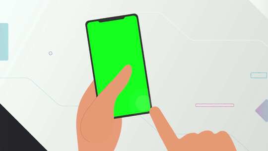 手指点击操作绿幕手机屏幕
