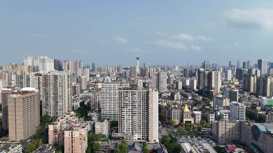 航拍成都一环城市建设成都CBD高楼