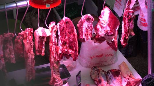 市场肉铺肉店牛肉店清真牛肉视频素材模板下载