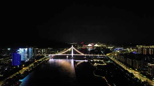 福建福州鼓山大桥夜景灯光航拍