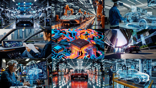 人工智能汽车研发 新能源汽车生产无人驾驶高清在线视频素材下载