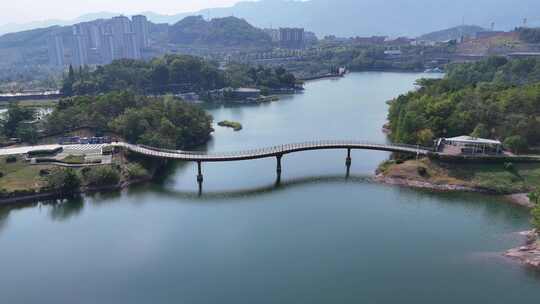 四川达州莲花湖湿地公园航拍