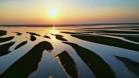 海滩日出，湖面日出