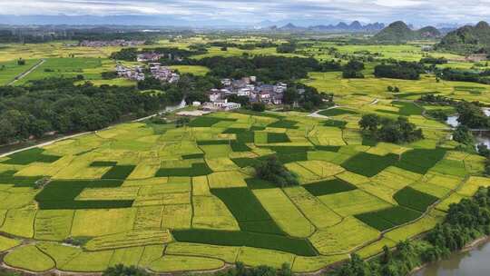 航拍乡村田野农田风光