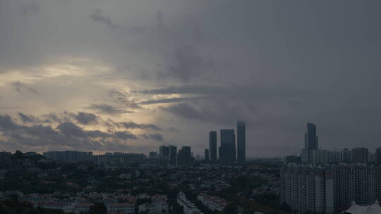 城市建筑日出日落延时，云层变化