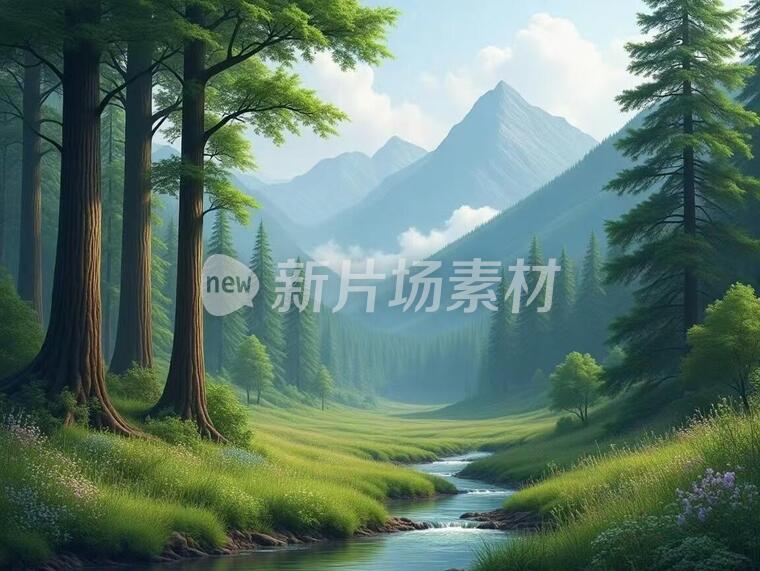 一张有山有水有树的风景图