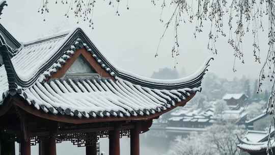 园林雪景 古风雪景 古建下雪 雪景