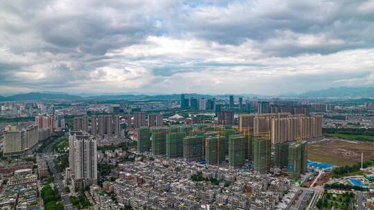 浙江义乌城市建设风光航拍延时