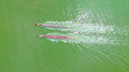 航拍龙舟比赛画面