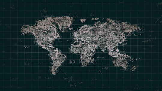 黑色抽象数学全球地图4K