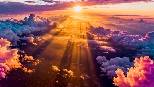 七彩祥云彩云天空美景合集