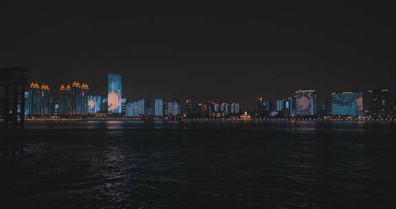 武汉城市天际线夜景风光