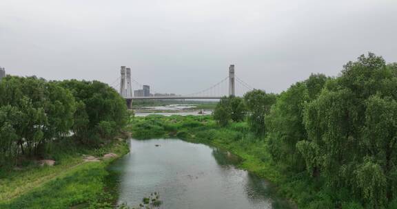 洛阳伊河伊滨区开拓桥自然绿色生态风光休闲