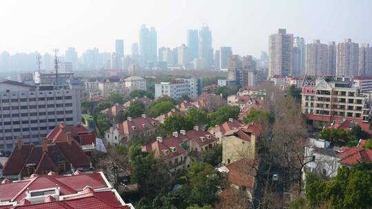 上海法租界武康路街景航拍
