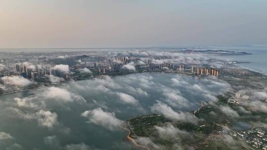 青岛西海岸平流雾壮观航拍