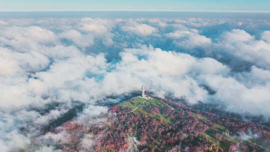 吉林通化辉南四方顶子云海航拍延时风景