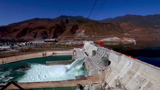 澜沧江水库 水电机组 水坝 水电站 航拍