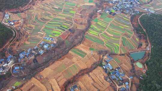 航拍云南深山秘境云海山村梯田自然风光