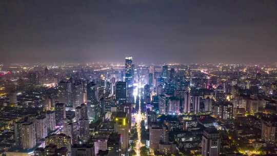 南京新街口夜景航拍延时