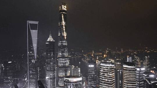 上海中心大厦夜景延时航拍