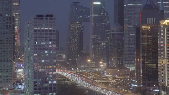 北京国贸夜景车流 都市夜景