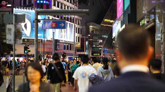 香港街头行人街道人流步行街人群人来人往