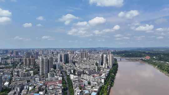 航拍四川乐山城市建设乐山大景