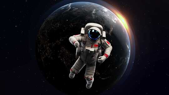 宇航员太空挥手素材视频素材模板下载