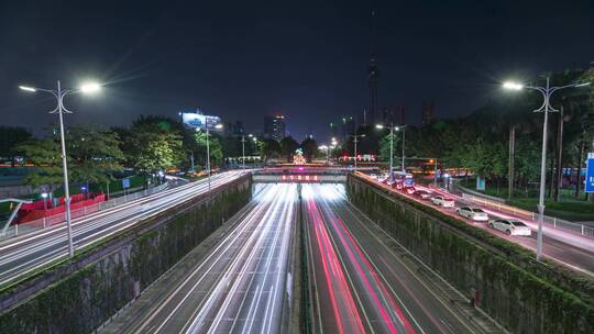 佛山_季华隧道_车流延时夜景4K