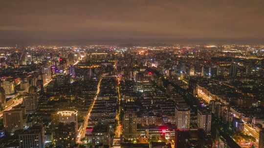 浙江杭州城市夜景移动延时航拍