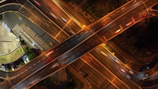 俯拍漕溪北路立交延时夜景