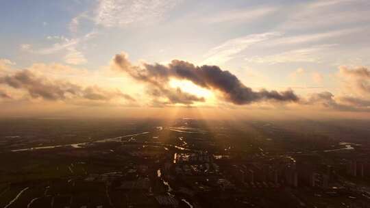 城市建筑都市日出日落朝阳晚霞夕阳黄昏