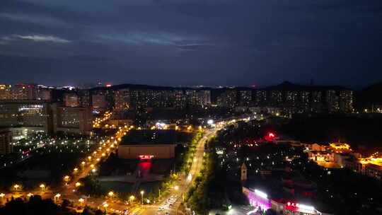 航拍江西宜春城市夜景