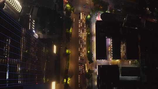 航拍武汉城市道路夜景