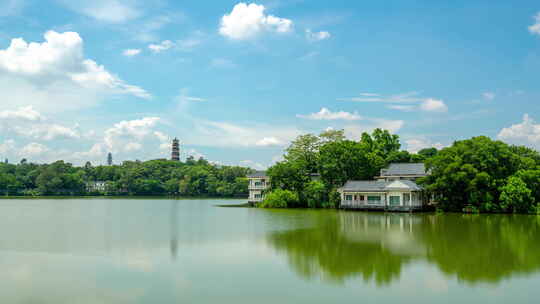 【4K超清】惠州西湖地面蓝天白云