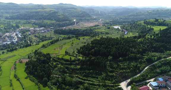 四川德阳山区农村航拍