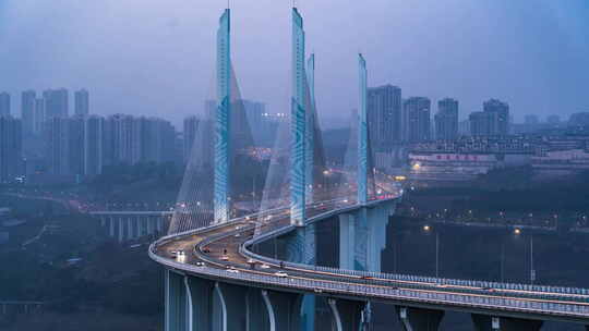 重庆礼嘉桥梁建筑车水马龙视频素材模板下载
