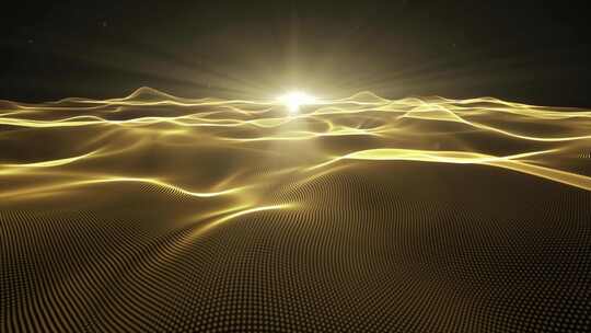 【4K循环】璀璨金色粒子波浪光晕背景