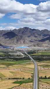高清竖屏航拍西藏日喀则木南县桑珠孜秀丽