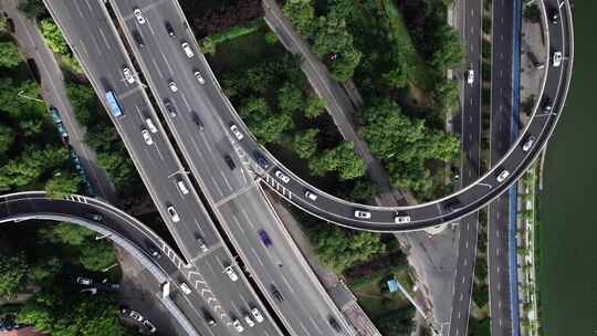 天津城市立交桥道路交通地铁轨道航拍