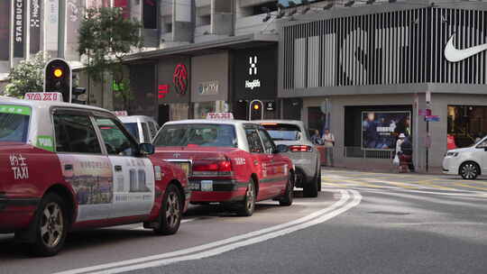 香港街头出租车视频素材模板下载