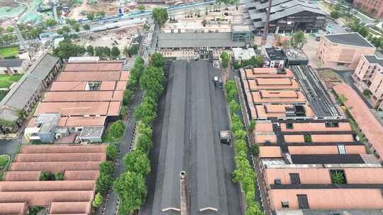 景德镇陶溪川文创街区航拍陶溪川美术馆建筑